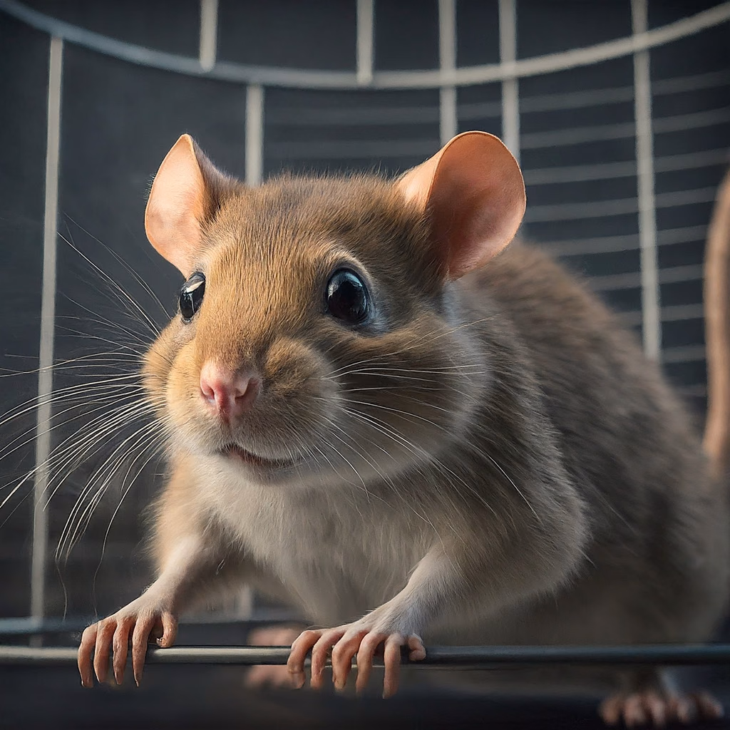 A mouse inside a wire cage trap